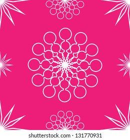 Seamless pattern of abstract white stars on pink