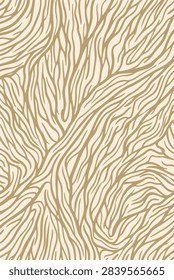 seamless pattern with abstract wood texture and organic lines in beige color