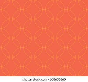 Seamless pattern. Abstract yellow circles on orange background. Seamless texture in vector includes pattern swatch.
