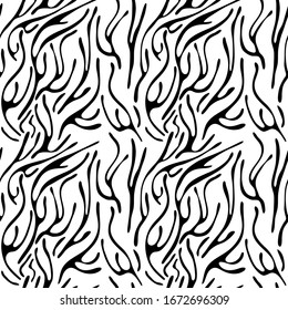 Seamless pattern abstract Zebra stripes. Vector Animal Skin . Black And White illustration for fabric.