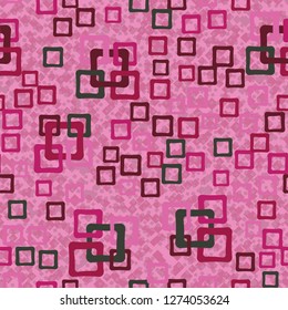 Seamless pattern. An abstraction containing colored sloppy squares. Background consisting of small quadrangles.