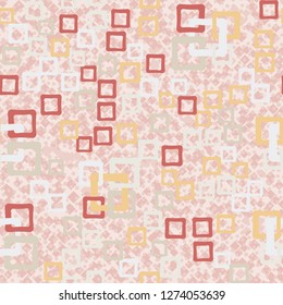 Seamless pattern. An abstraction containing colored sloppy squares. Background consisting of small quadrangles.