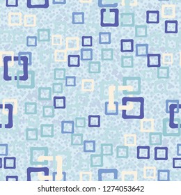 Seamless pattern. An abstraction containing colored sloppy squares. Background consisting of small quadrangles.