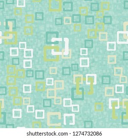 Seamless pattern. An abstraction containing colored sloppy squares. Background consisting of a hodgepodge of fragments of translucent lattices.