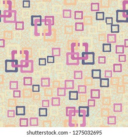 Seamless pattern. An abstraction containing colored sloppy squares. Background consisting of chaos contour squares.