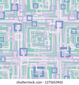 Seamless pattern. An abstraction containing colored sloppy squares. The background consists of large skew-shaped squares.