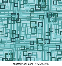 Seamless pattern. An abstraction containing colored sloppy squares. The background consists of large skew-shaped squares.