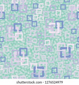 Seamless pattern. An abstraction containing colored sloppy squares. 
Background consisting of translucent pentagons.