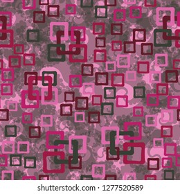 Seamless pattern. An abstraction containing colored sloppy squares. Background consisting of seething twists.