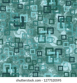 Seamless pattern. An abstraction containing colored sloppy squares. Background consisting of seething twists.