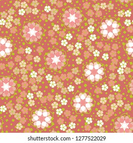 Seamless pattern. An abstraction containing colored sloppy squares. Background consisting of flakes.