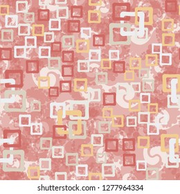 Seamless pattern. An abstraction containing colored sloppy squares. Background consisting of seething twists.