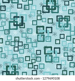 Seamless pattern. An abstraction containing colored sloppy squares. 
The background is made up of groups of squares.