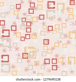 Seamless pattern. An abstraction containing colored sloppy squares. 
The background is made up of groups of squares.