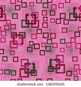 Seamless pattern. An abstraction containing colored sloppy squares.
The background texture consists of small rhombuses. Just for editing.