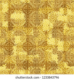 Seamless pattern. Abstraction of gold colors. Radiant squares.