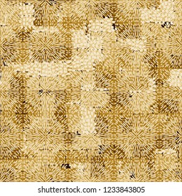Seamless pattern. Abstraction of gold colors. Radiant squares.