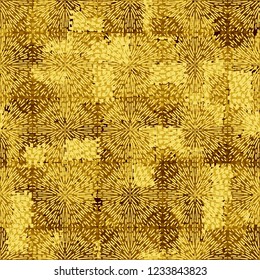 Seamless pattern. Abstraction of gold colors. Radiant squares.