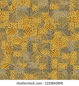 Seamless pattern. Abstraction of gold colors. Radiant squares.