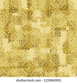Seamless pattern. Abstraction of gold colors. Radiant squares.
