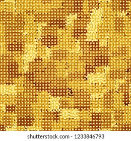 Seamless pattern. Abstraction of gold colors. Rows of small squares.