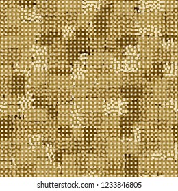 Seamless pattern. Abstraction of gold colors. Rows of small squares.