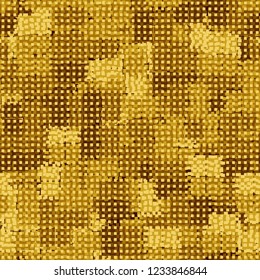 Seamless pattern. Abstraction of gold colors. Rows of small squares.
