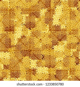 Seamless pattern. Abstraction of gold colors. Diamond-shaped figures made by shading.
