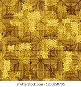 Seamless pattern. Abstraction of gold colors. Diamond-shaped figures made by shading.