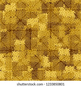 Seamless pattern. Abstraction of gold colors. Diamond-shaped figures made by shading.