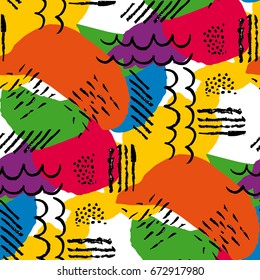 Seamless pattern with abstraction. Memphis style. Vector background.