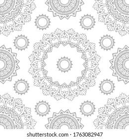 seamless pattern, abstraction in monochrome colors, mandala, ornament for wallpaper and fabric, wrapping paper, background for different designs