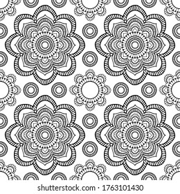 nahtloses Muster, Abstraktion in einfarbigen Farben, Mandala, Ornament für Tapeten und Stoffe, Umhüllungspapier, Hintergrund für verschiedene Designs