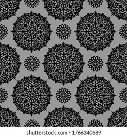 seamless pattern, abstraction in monochrome colors, mandala, ornament for wallpaper and fabric, wrapping paper, background for different designs