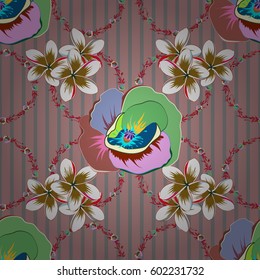 Seamless pattern of abstrat flowers in blue and green colors. Vintage style. Stock vector illustration.