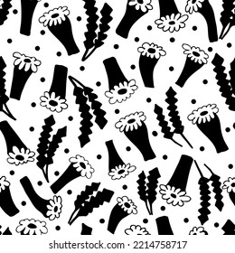 Patrón sin foco con flores de abtracto. Fondo floral para tela textil, papel pintado, envoltura. Diseño de flores dibujadas a mano. Ilustración del vector