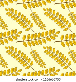 Seamless pattern with acacia autumn leaves. Vector illustration.