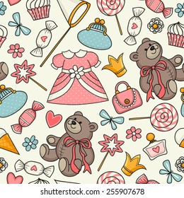 Seamless pattern. Accessories for girls.