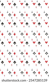 Seamless pattern with aces of hearts, diamonds, spades and clubs