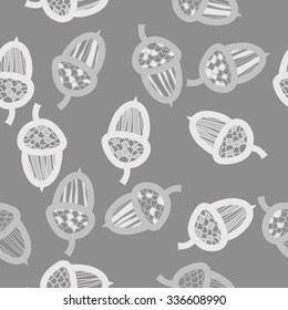 Seamless    pattern  of  acorn motif, doodles, objects, acorns . Hand drawn.