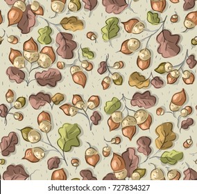 Seamless pattern with acorns