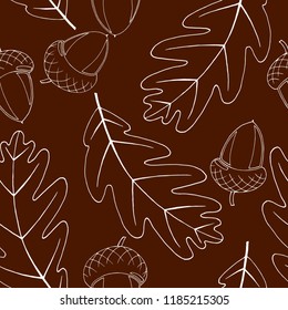 seamless pattern with acorns and autumn leaves