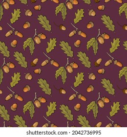 Seamless pattern with acorns. Design for fabric, textile, packaging, wallpaper.	
