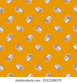 Seamless pattern with acorns. Fall season. Autumn background. Good for textile design, wrapping paper, wallpaper and other. Vector illustration.