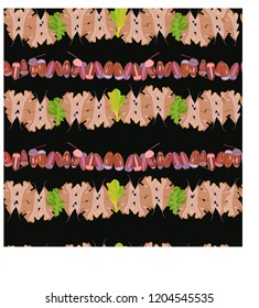 Seamless pattern with acorns and oak leaves