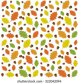 Seamless pattern with acorns and oak leaves.