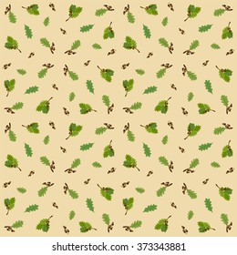 Seamless pattern with acorns and oak leaves