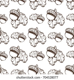 Seamless pattern with acorns and oak leaves for wrapping paper, wallpaper, textiles, web page background and more.