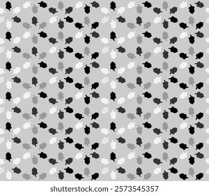 Seamless pattern with acorns in outline style. Natural background. Vector illustration. 