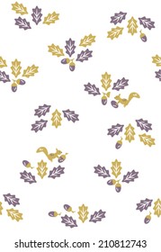 Seamless pattern of acorns and squirrels